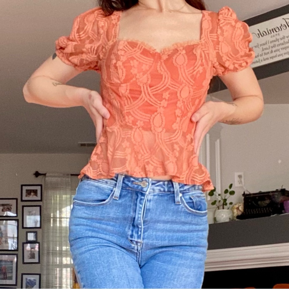 Orange Lace Peplum